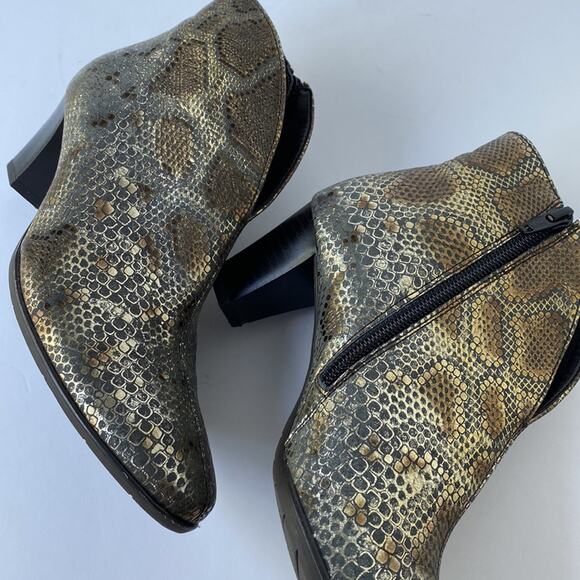 ARA Luftpolster 7 booties fall ankle boots winter heeled RARE Snakeskin metal - Picture 2 of 16